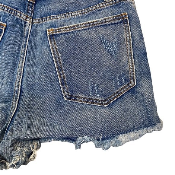 Signature 8 High Waist Light Wash Distressed Denim Jean Shorts - Picture 7 of 8